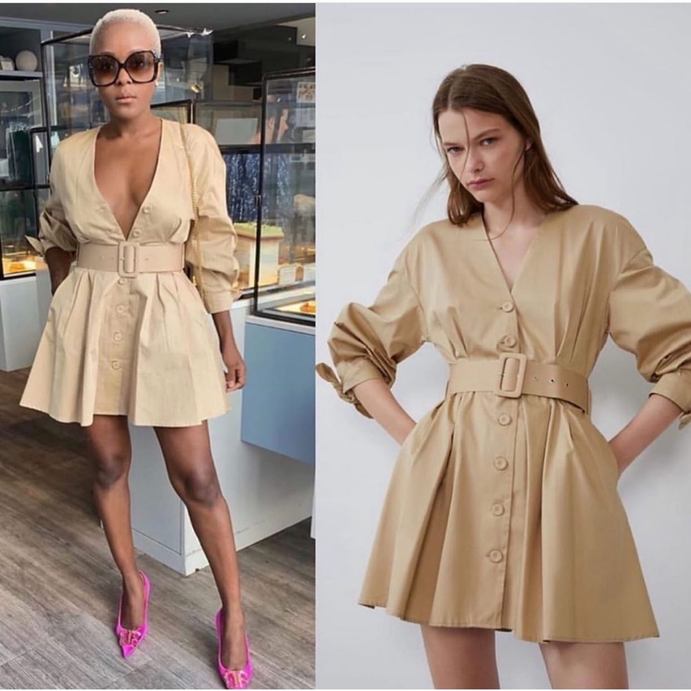 Zara blogger’s favorite tan mini dress